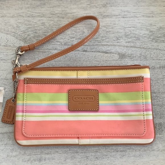 Coach Wristlet Beach Stripe Graffiti Print - Picture 1 of 7